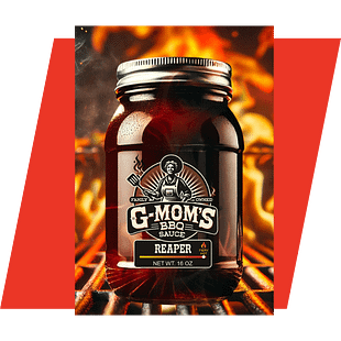 gmoms-bbq-sauce-reaper-home (2) Gmoms reaper bbq sauce on a hot grill.